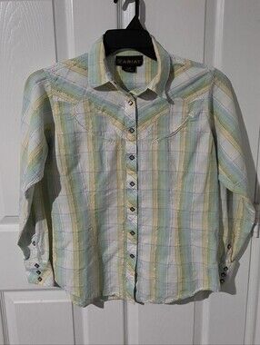 Ariat Plaid Metallic Thread Western Snap Shirt Size L